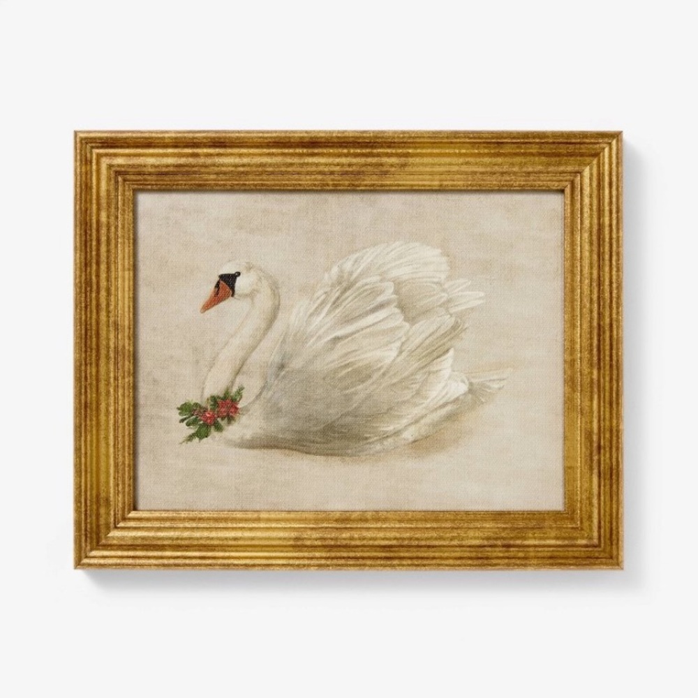 New Target Threshold with Studio McGee Framed Christmas Swan 10” x 8” Art
